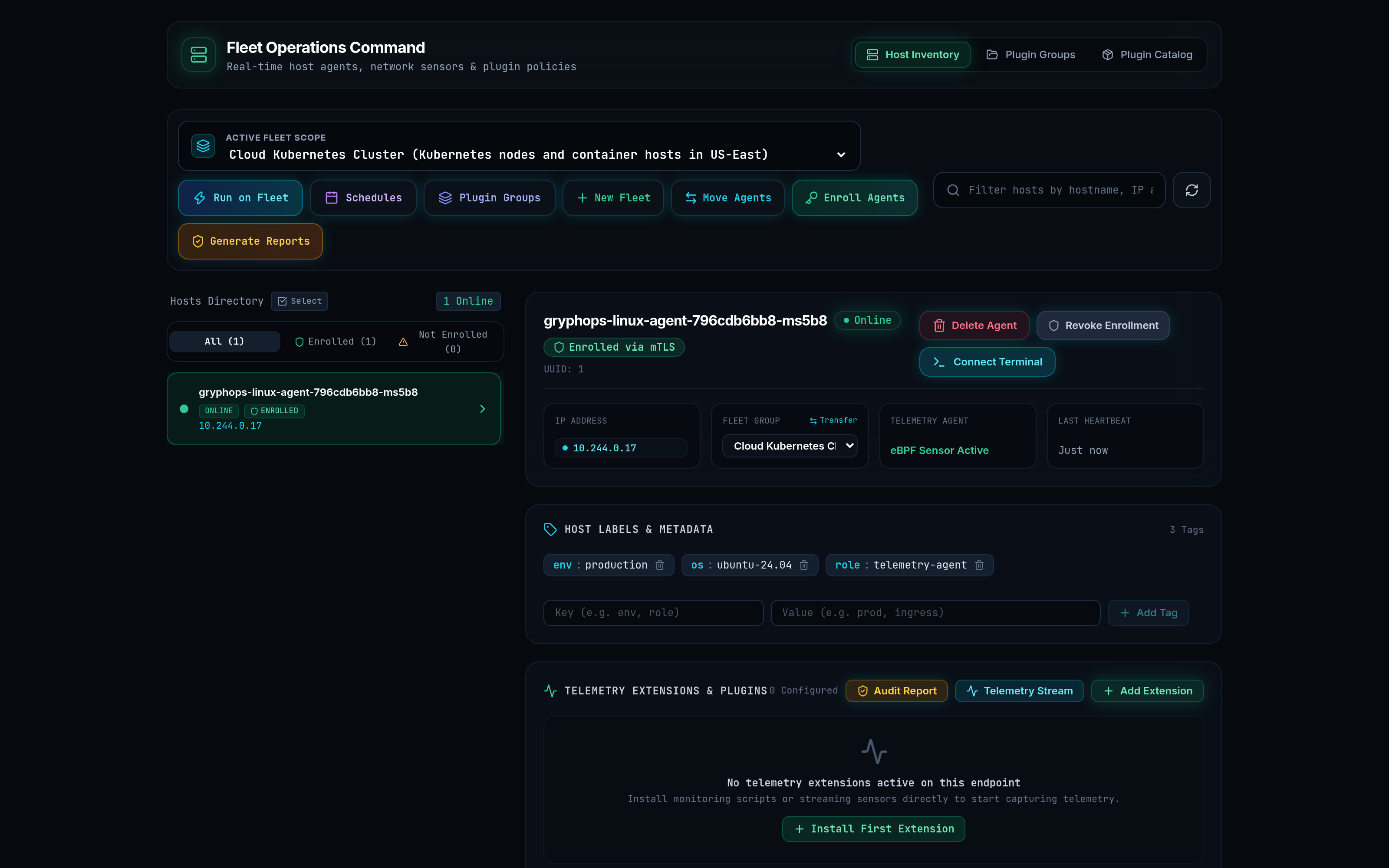 GryphOps Fleet Operations and Host Inventory